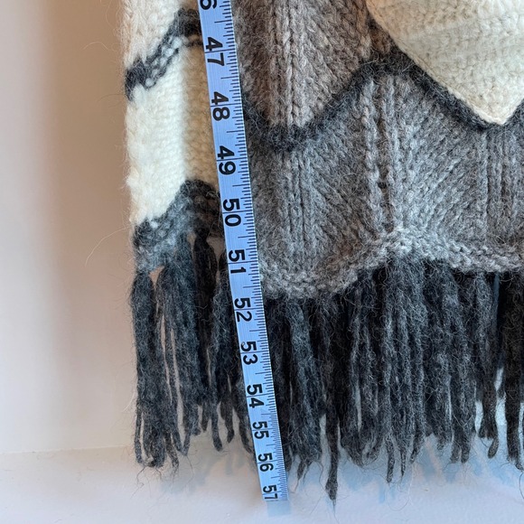 LoveShackFancy Evie Scarf Alpaca Merino Wool Pocket Chevron Knit Fringe - Picture 4 of 7